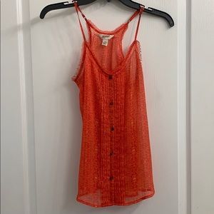 Sheer tangerine tank top
